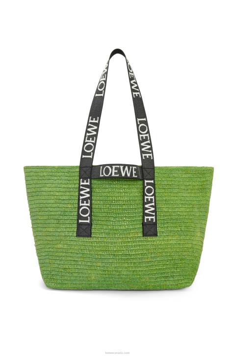 Loewe Fold Shopper in raffia 688V29 Men Green/Black
