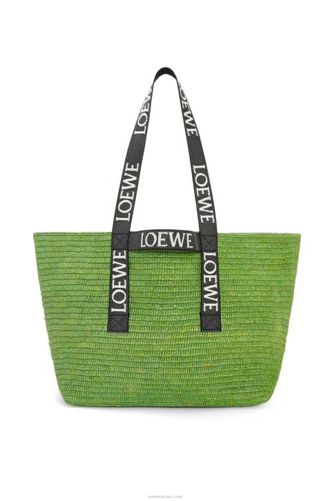 Loewe Fold Shopper in raffia 688V29 Men Green/Black