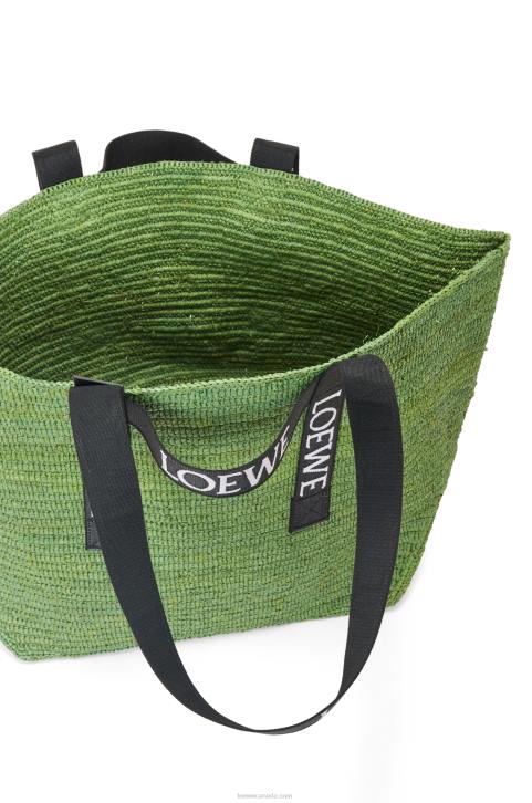 Loewe Fold Shopper in raffia 688V29 Men Green/Black
