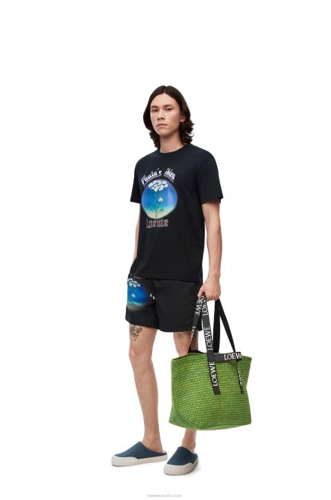 Loewe Fold Shopper in raffia 688V29 Men Green/Black