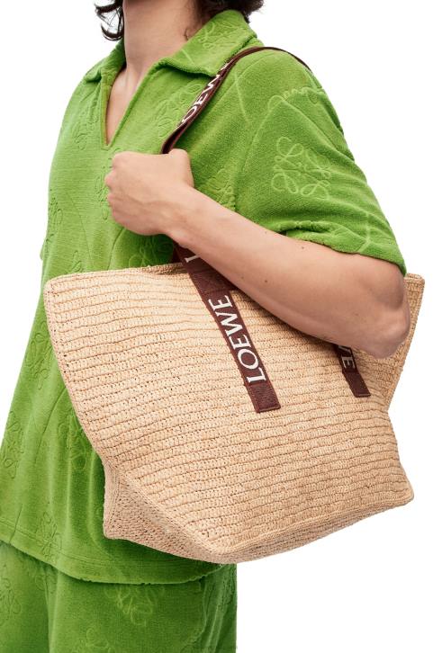 Loewe Fold Shopper in raffia 688V38 Men Natural/Tan