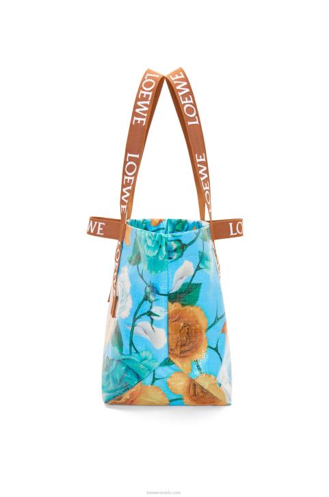 Loewe Fold Shopper in recycled coated canvas 688V76 Men Sky Blue/Tan