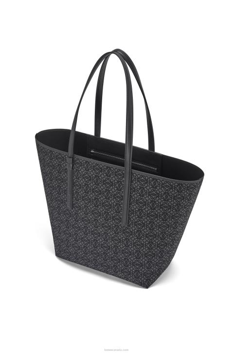 Loewe T Tote bag in Anagram jacquard and calfskin 688V129 Men Anthracite/Black
