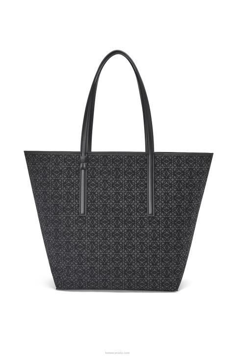 Loewe T Tote bag in Anagram jacquard and calfskin 688V129 Men Anthracite/Black