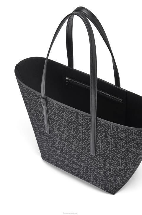 Loewe T Tote bag in Anagram jacquard and calfskin 688V129 Men Anthracite/Black