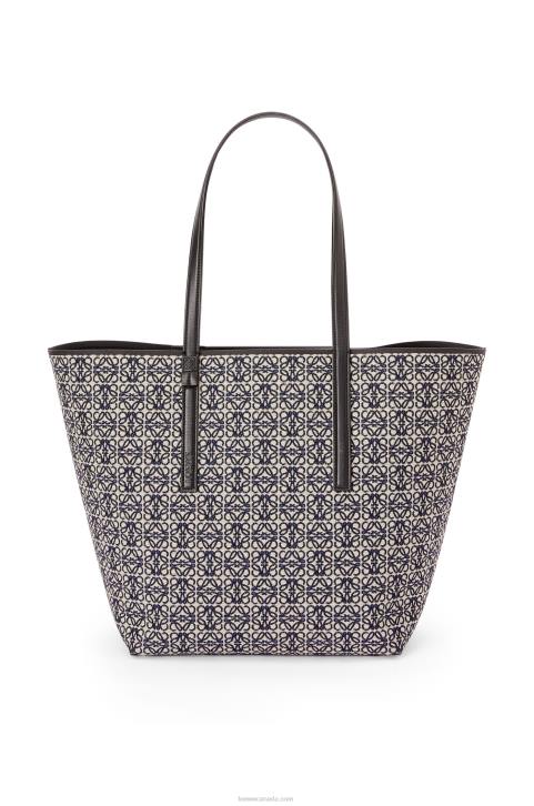Loewe T Tote bag in Anagram jacquard and calfskin 688V130 Men Navy/Black