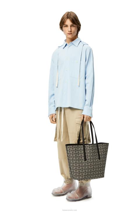 Loewe T Tote bag in Anagram jacquard and calfskin 688V130 Men Navy/Black