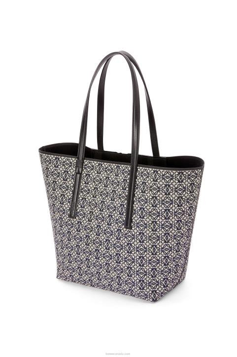 Loewe T Tote bag in Anagram jacquard and calfskin 688V130 Men Navy/Black