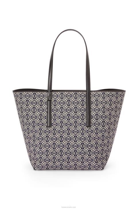 Loewe T Tote bag in Anagram jacquard and calfskin 688V130 Men Navy/Black