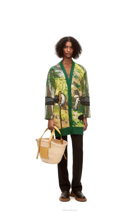 Loewe Turnip Head cardigan in wool 688V1029 Men Green/Multicolor