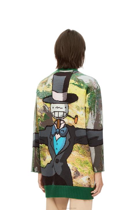 Loewe Turnip Head cardigan in wool 688V1029 Men Green/Multicolor
