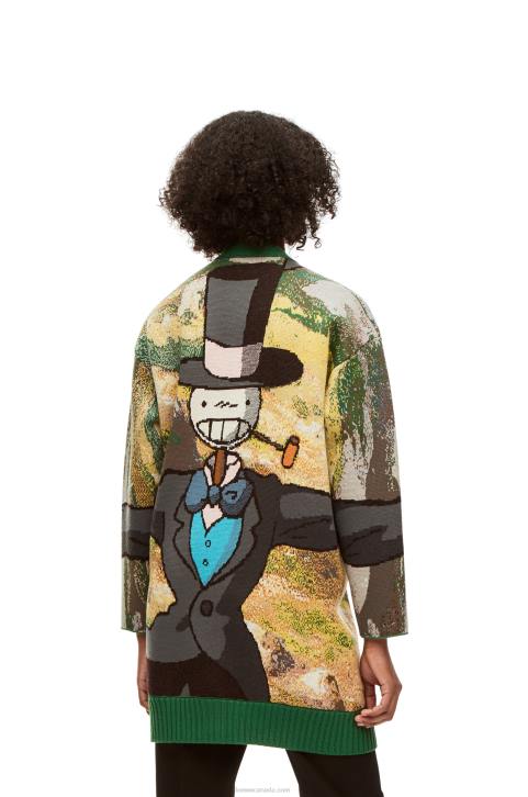 Loewe Turnip Head cardigan in wool 688V1029 Men Green/Multicolor