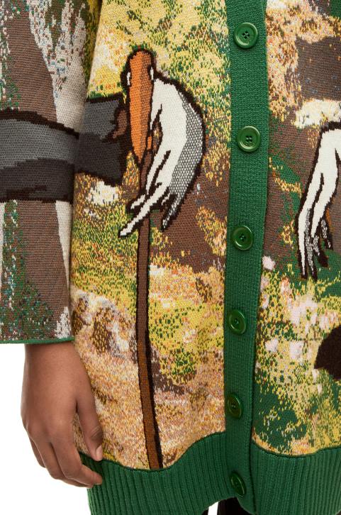 Loewe Turnip Head cardigan in wool 688V1029 Men Green/Multicolor