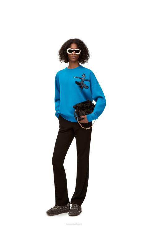 Loewe Turnip Head sweater in wool 688V1026 Men Cerulean Blue