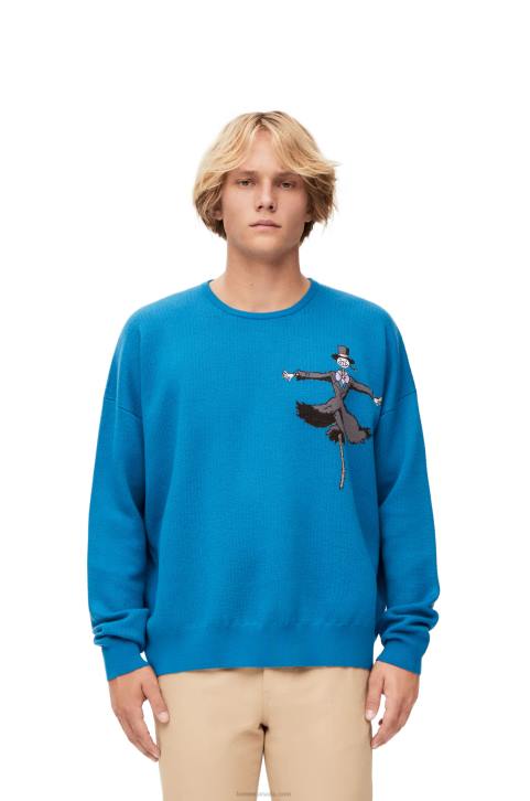 Loewe Turnip Head sweater in wool 688V1026 Men Cerulean Blue