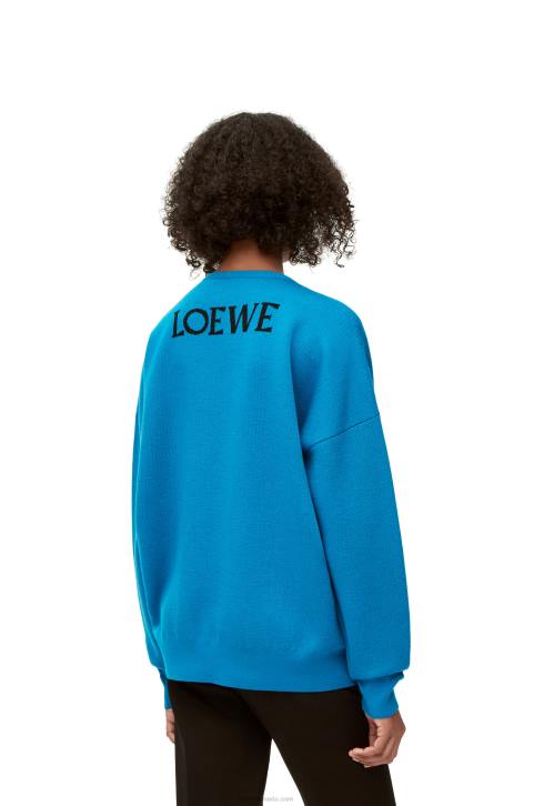 Loewe Turnip Head sweater in wool 688V1026 Men Cerulean Blue