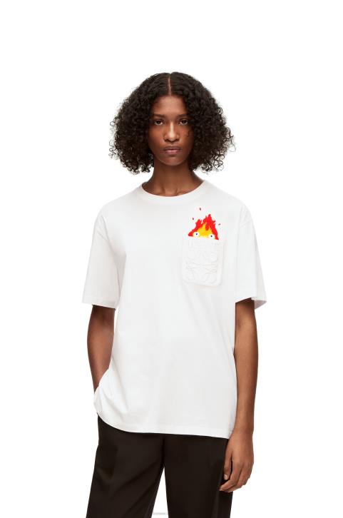 Loewe Calcifer pocket T-shirt in cotton 688V828 Men White
