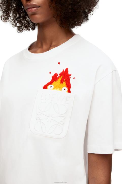Loewe Calcifer pocket T-shirt in cotton 688V828 Men White