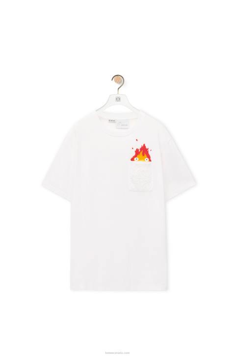 Loewe Calcifer pocket T-shirt in cotton 688V828 Men White