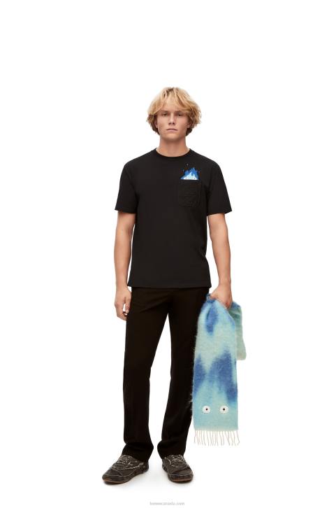 Loewe Calcifer pocket T-shirt in cotton 688V829 Men Black