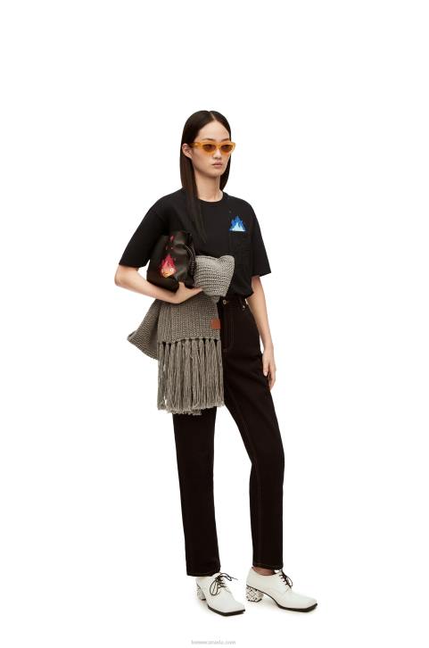 Loewe Calcifer pocket T-shirt in cotton 688V829 Men Black