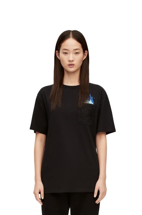 Loewe Calcifer pocket T-shirt in cotton 688V829 Men Black