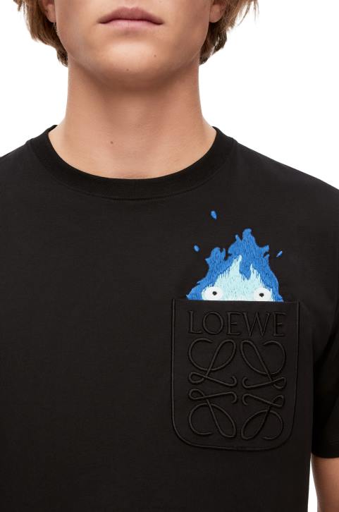 Loewe Calcifer pocket T-shirt in cotton 688V829 Men Black