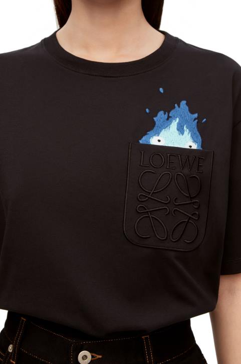 Loewe Calcifer pocket T-shirt in cotton 688V829 Men Black
