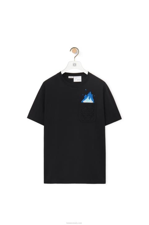Loewe Calcifer pocket T-shirt in cotton 688V829 Men Black