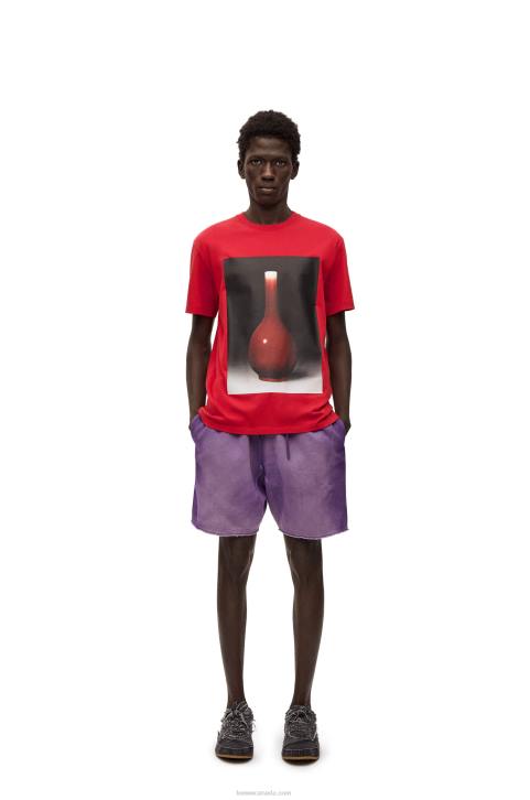 Loewe Ceramic print T-shirt in cotton 688V821 Men Red