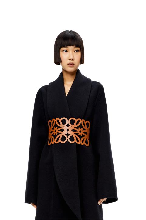 Loewe Anagram cut out belt in calfskin 688V1155 Women Tan