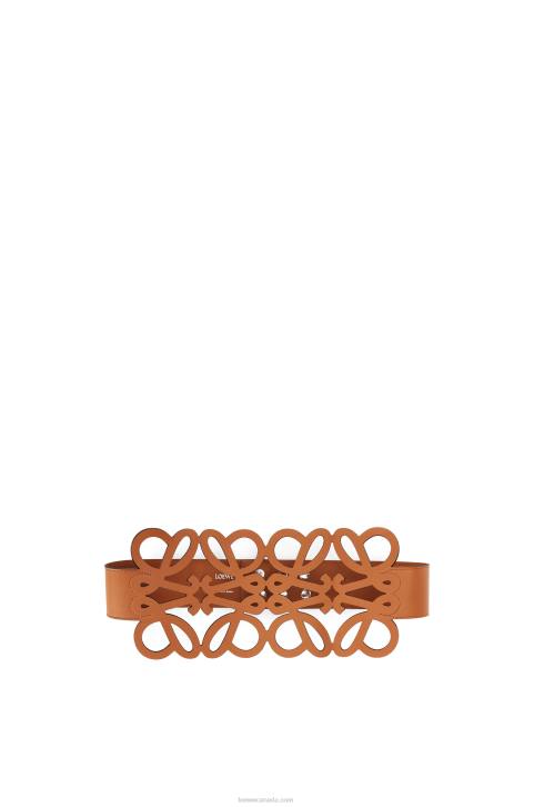Loewe Anagram cut out belt in calfskin 688V1155 Women Tan