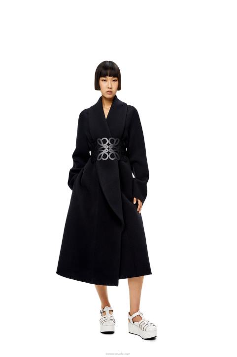 Loewe Anagram cut out belt in calfskin 688V1157 Women Black