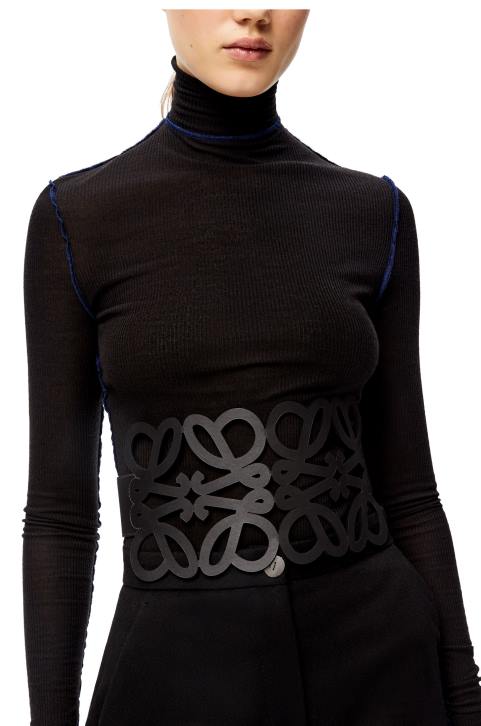 Loewe Anagram cut out belt in calfskin 688V1157 Women Black