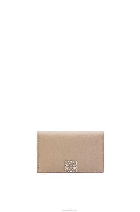 Loewe Anagram business cardholder in pebble grain calfskin 688V1351 Women Sand