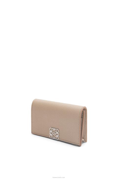 Loewe Anagram business cardholder in pebble grain calfskin 688V1351 Women Sand