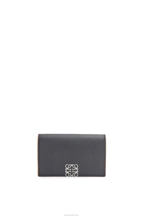 Loewe Anagram business cardholder in pebble grain calfskin 688V1352 Women Black