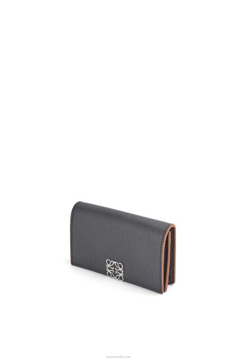 Loewe Anagram business cardholder in pebble grain calfskin 688V1352 Women Black