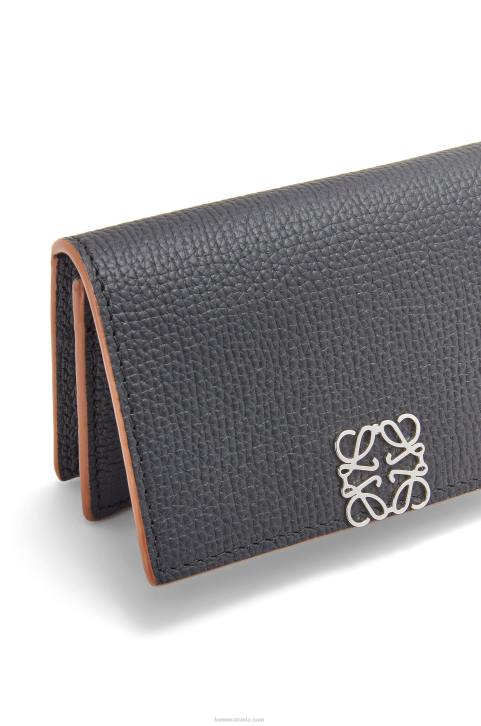 Loewe Anagram business cardholder in pebble grain calfskin 688V1352 Women Black