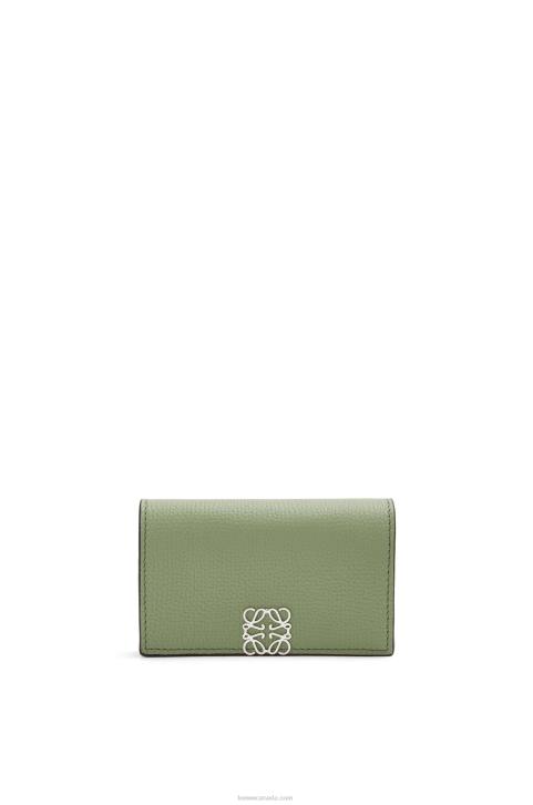 Loewe Anagram business cardholder in pebble grain calfskin 688V1373 Women Rosemary