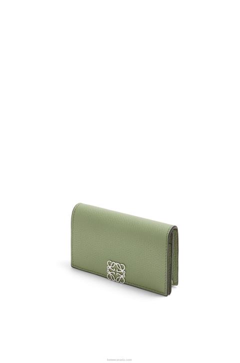 Loewe Anagram business cardholder in pebble grain calfskin 688V1373 Women Rosemary