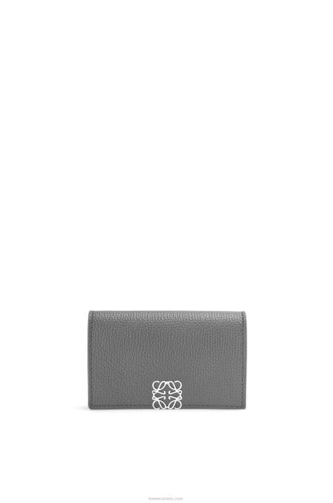 Loewe Anagram business cardholder in pebble grain calfskin 688V1374 Women Asphalt Grey