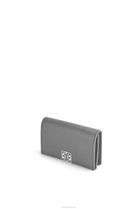 Loewe Anagram business cardholder in pebble grain calfskin 688V1374 Women Asphalt Grey