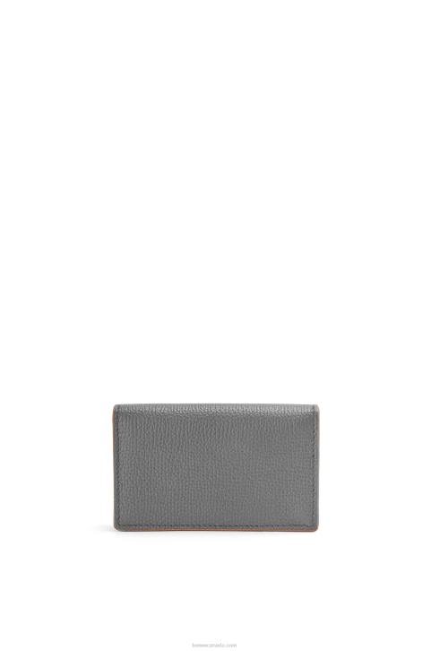 Loewe Anagram business cardholder in pebble grain calfskin 688V1374 Women Asphalt Grey