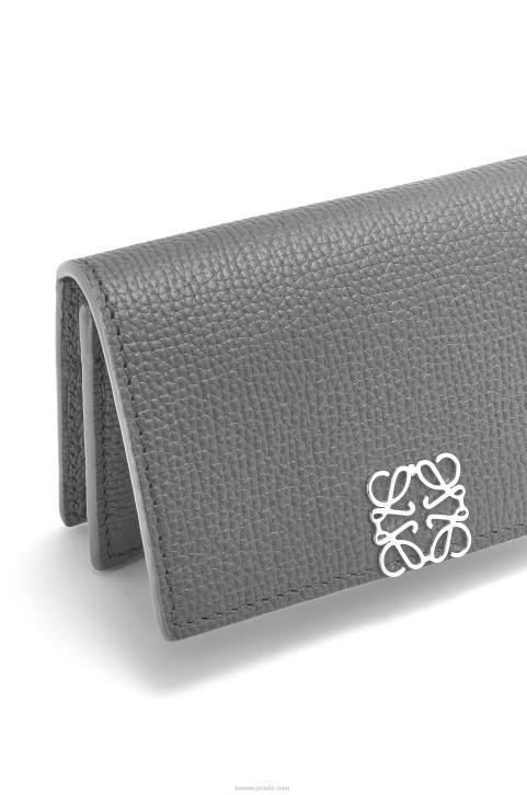 Loewe Anagram business cardholder in pebble grain calfskin 688V1374 Women Asphalt Grey