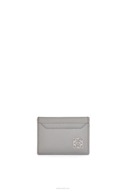Loewe Anagram plain cardholder in pebble grain calfskin 688V1322 Women Pearl Grey
