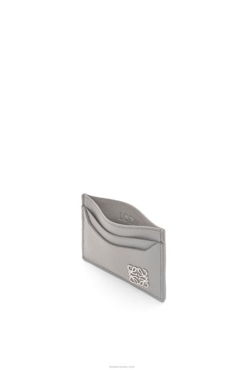 Loewe Anagram plain cardholder in pebble grain calfskin 688V1322 Women Pearl Grey