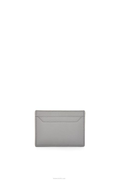 Loewe Anagram plain cardholder in pebble grain calfskin 688V1322 Women Pearl Grey