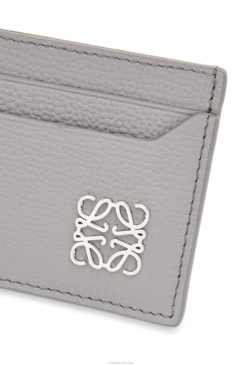 Loewe Anagram plain cardholder in pebble grain calfskin 688V1322 Women Pearl Grey