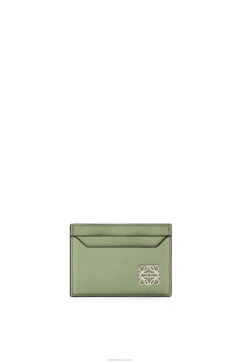 Loewe Anagram plain cardholder in pebble grain calfskin 688V1355 Women Rosemary